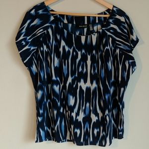 DKNY Short Sleeve Blue Flowy Blouse